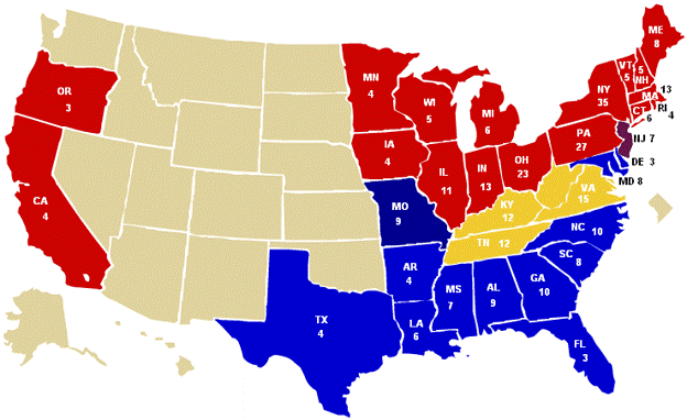 Results of the 1860 Presidential Election Map