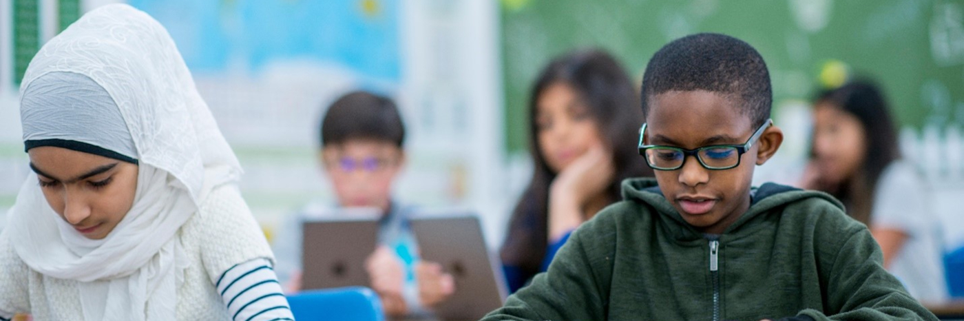 Girl and boy in classroom